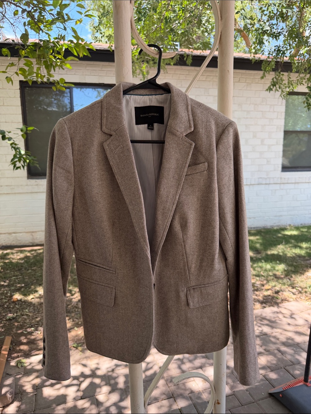 Banana Republic Taupe Herringbone Blazer